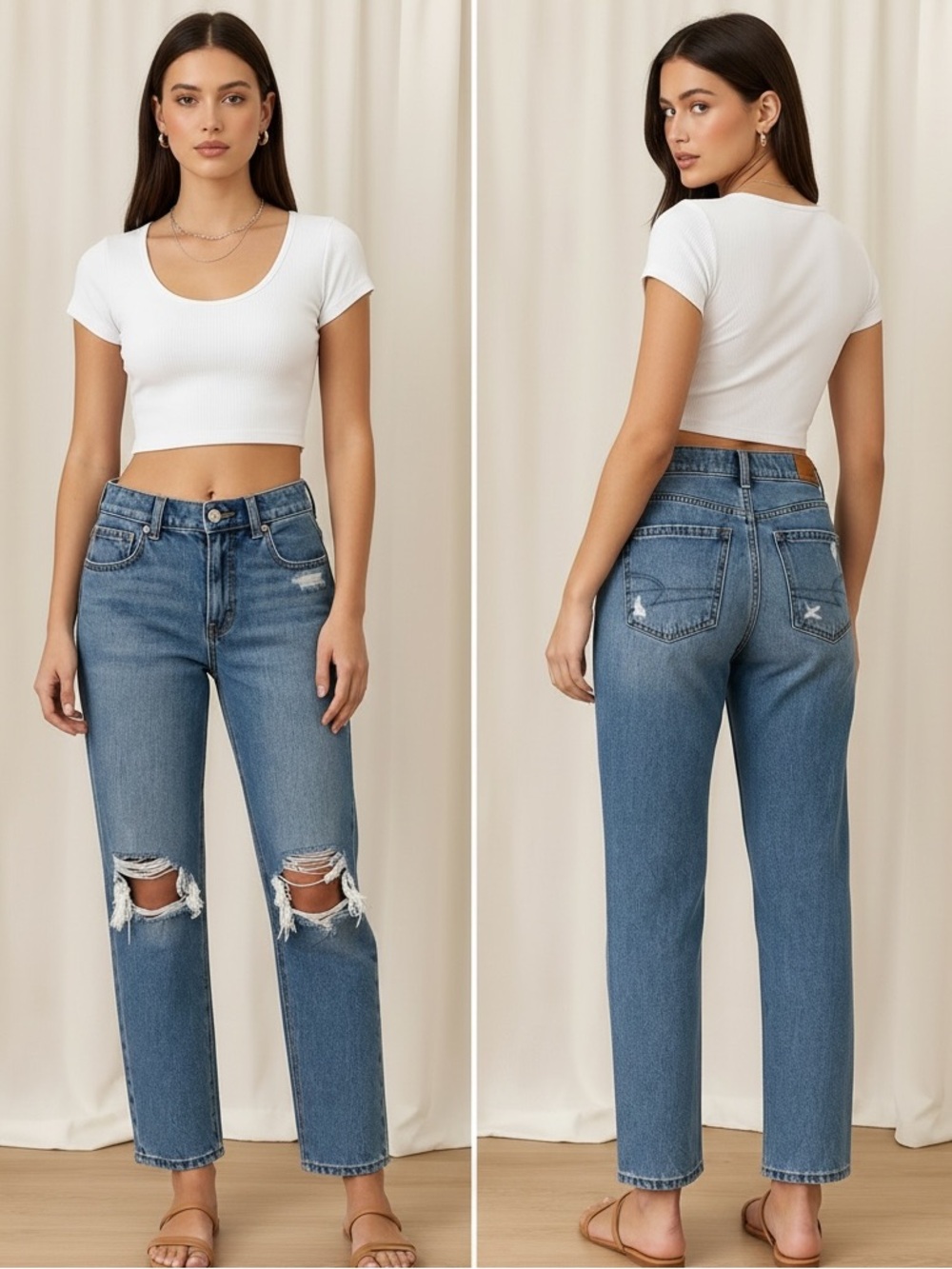 American eagle High-Rise Distressed mom Jeans size 4